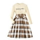 thumbnail image 1 of Odeerbi 6-13 Años Niñas Algodón Plaid Vestido de Manga Larga Cuello Redondo Twofer Vestido, 1 of 3