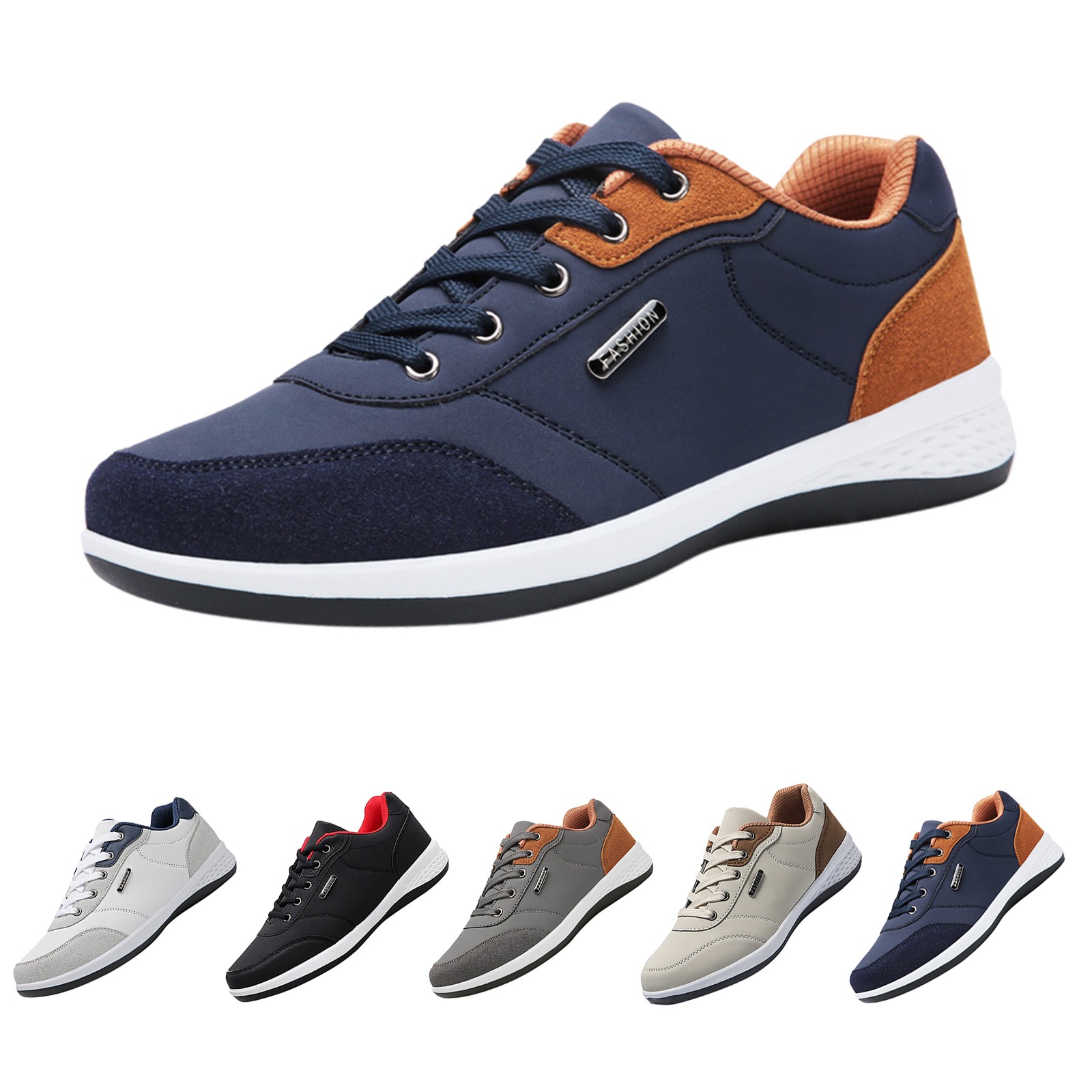 RotHome Mens Blue Dress Sneakers Comfortable Formal Shoes Breathable Lightweight Casual Loafers Style SlipOn with Padded Collar for Business Work Office