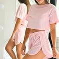 thumbnail image 4 of ZHENHONG Pajamas for Women, Cute Cherry Pajama Set Causal Lettuce Trim Split Loungewear, Women's Sleepwear Red, 4 of 8