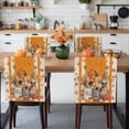 thumbnail image 3 of Fall Thanksgiving Chair Covers Set of 6 Watercolor Pumpkin Sunflower Chair Back Covers Stretch Removable Washable Slipcovers Protector for Dining Room Kitchen Party Decor, 3 of 5