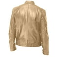 thumbnail image 3 of BLTIBY Mens Leather Jacket Fall Winter Solid Color Stand Collar Vintage Motorcycle Biker Jackets Long Sleeve Casual Coat Outwear with Pockets Gold 4XL, 3 of 3