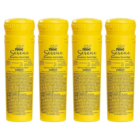 4 FROG Serene Bromine Replacement Cartridges for Hot Tubs for only with FROG Serene in-Line and Floating Sanitizing Systems, Quick and Easy Sanitizer