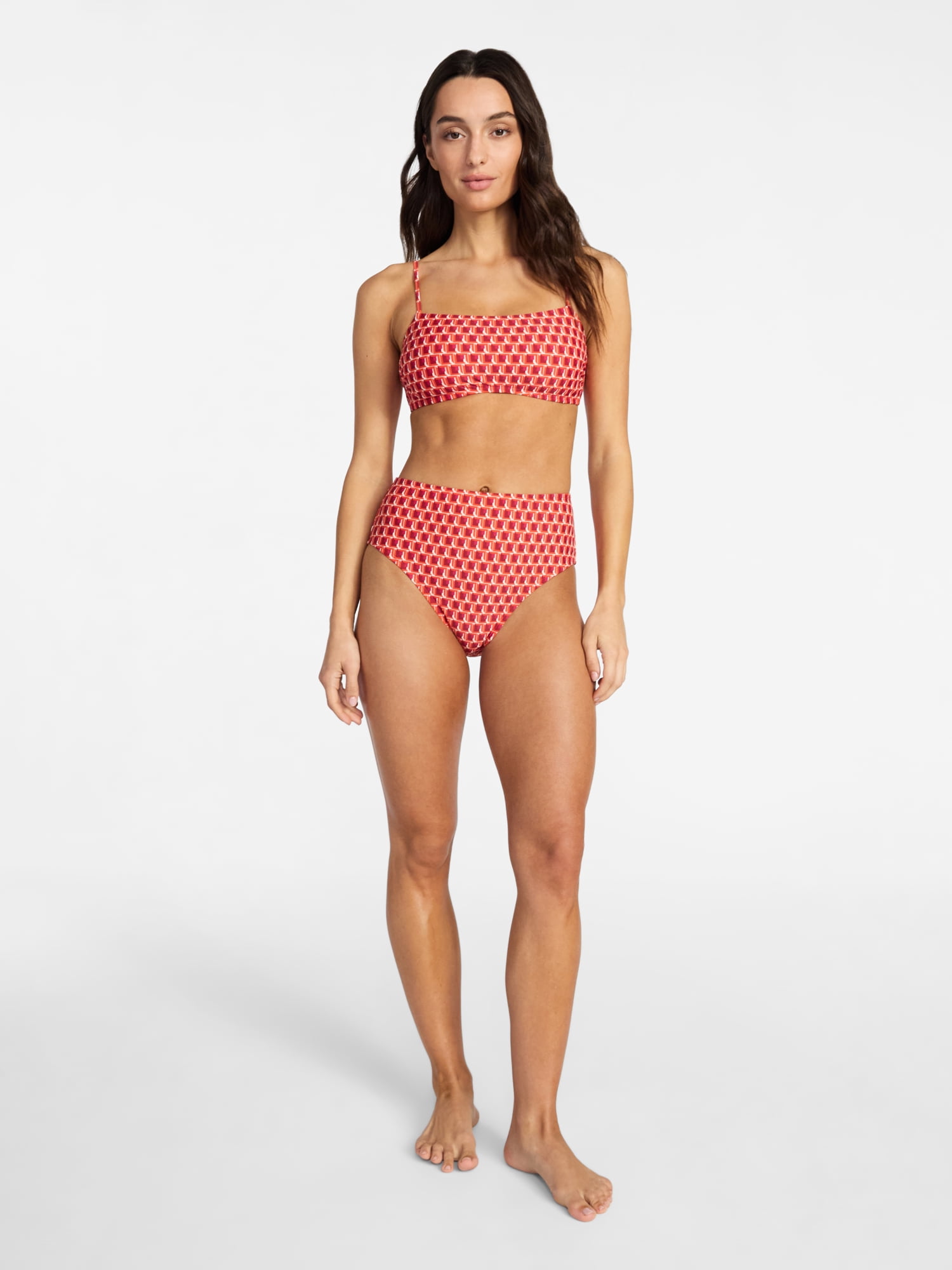 Time and Tru Women's and Women's Plus Size Geo Print Bralette Top, Sizes XS-3X, Family Swim