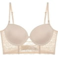 thumbnail image 2 of Backless Invisible Bra U-shaped Large Lace Wedding Bra Low Back Underwear Gathering Sexy Fitted Bra, 2 of 5