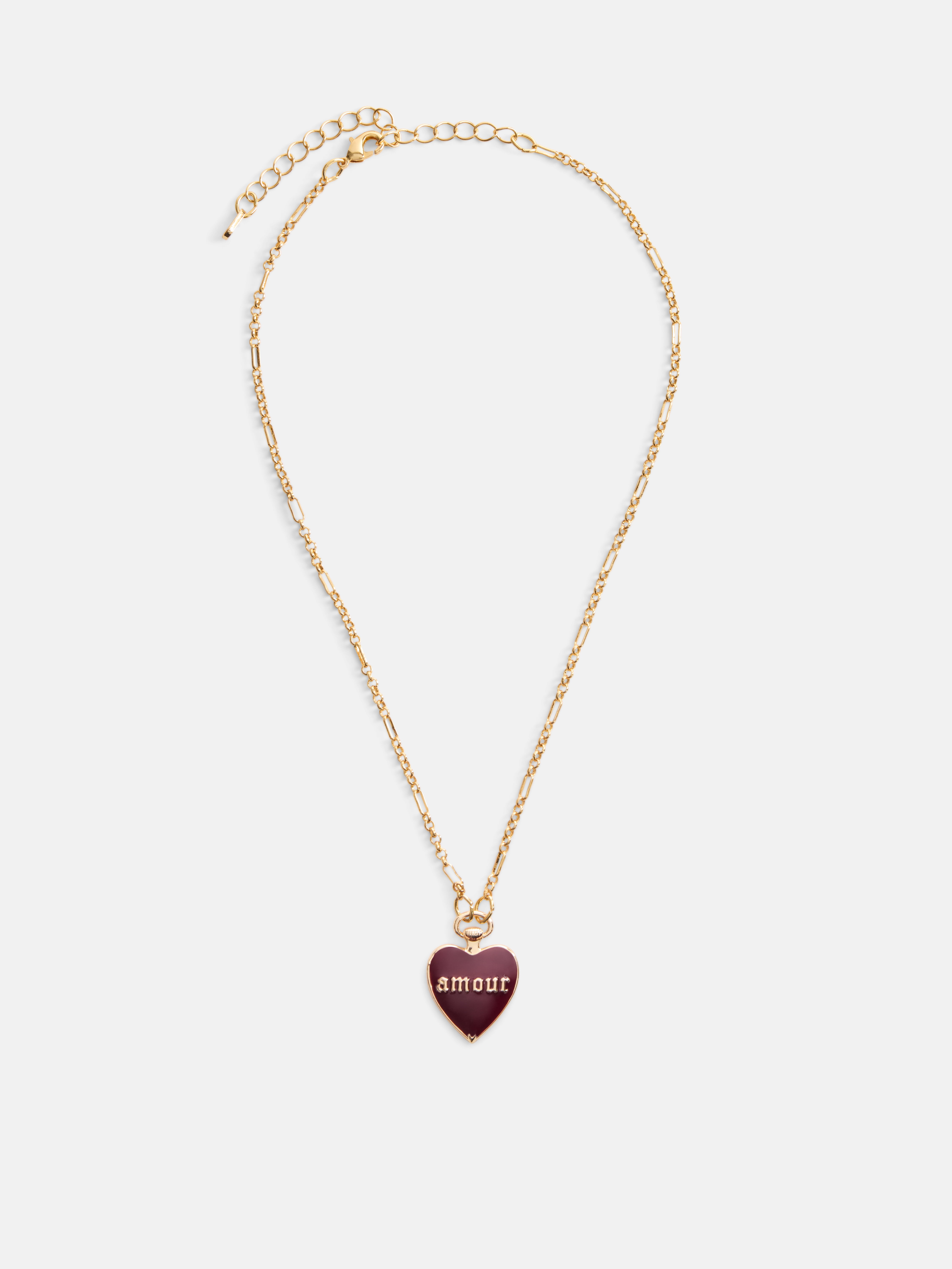 Free Assembly Women's Amour Heart Pendant Necklace, 16" + 3" Extender
