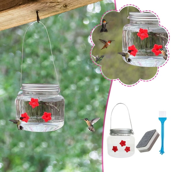EGNMCR Bird Feeder, Hummingbird Feeder Portable Hanging Outdoor Hummingbird Feeder Clear Flowing Reservoir Design Hummingbird Feeder For Garden Yard Patio Decoration 500ml Bird feeder