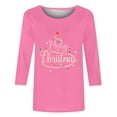 thumbnail image 4 of LbsKUS Clearance,Women's 3/4 Sleeve Shirts Cute Merry Christmas Letter Tops Funny Glitter Christmas Tree Cure Neck T Shirts Pullover Tops Holiday Clothes(Hot Pink,S), 4 of 4