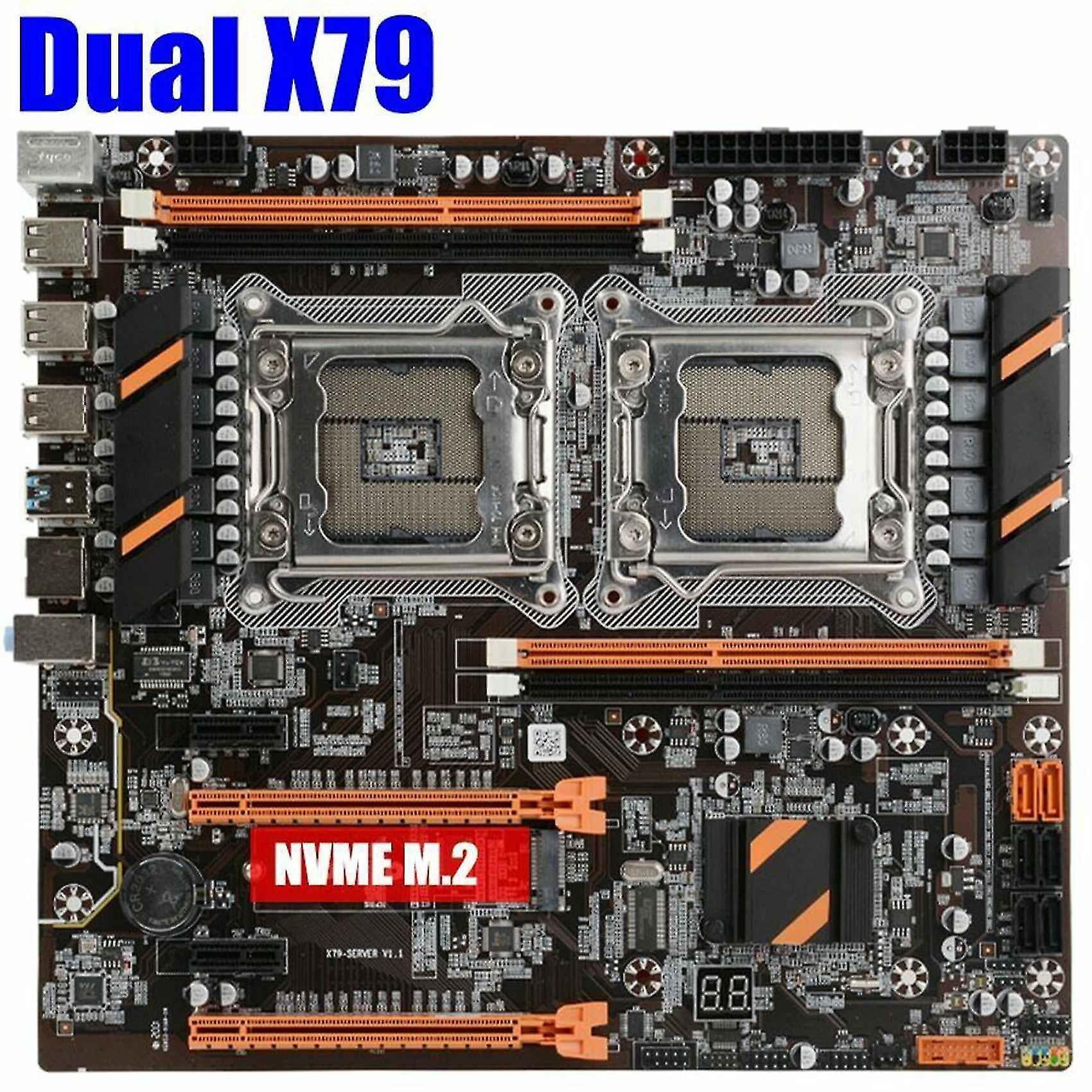 X79 Dual Cpu Motherboard 2xe5 2640 V2 Cpu 2x4gb Ddr3 1600mhz Recc Ram sata Cable switch Cable baffl