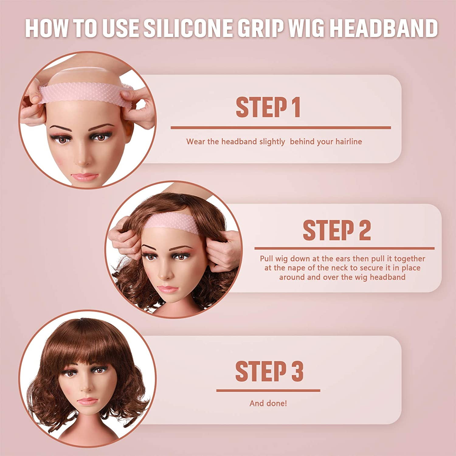 Molain 4Pcs Wig Grip Band Non-Slip Silicone Wig Headband for Women  Adjustable Wig Fix Seamless Wig Band Elastic Wig Gripper Cap for Lace Wigs  to Hold