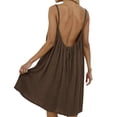 thumbnail image 6 of QUNYINEY Summer Sun Dresses Women Sleeveless Midi Solid Vacation House Dresses Beach Crew Neck Casual Backless Loose Fit Dresses, 6 of 7