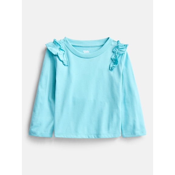 Wonder Nation Baby and Toddler Girls' Tee with Long Flutter Sleeves, Sizes 0M-5T