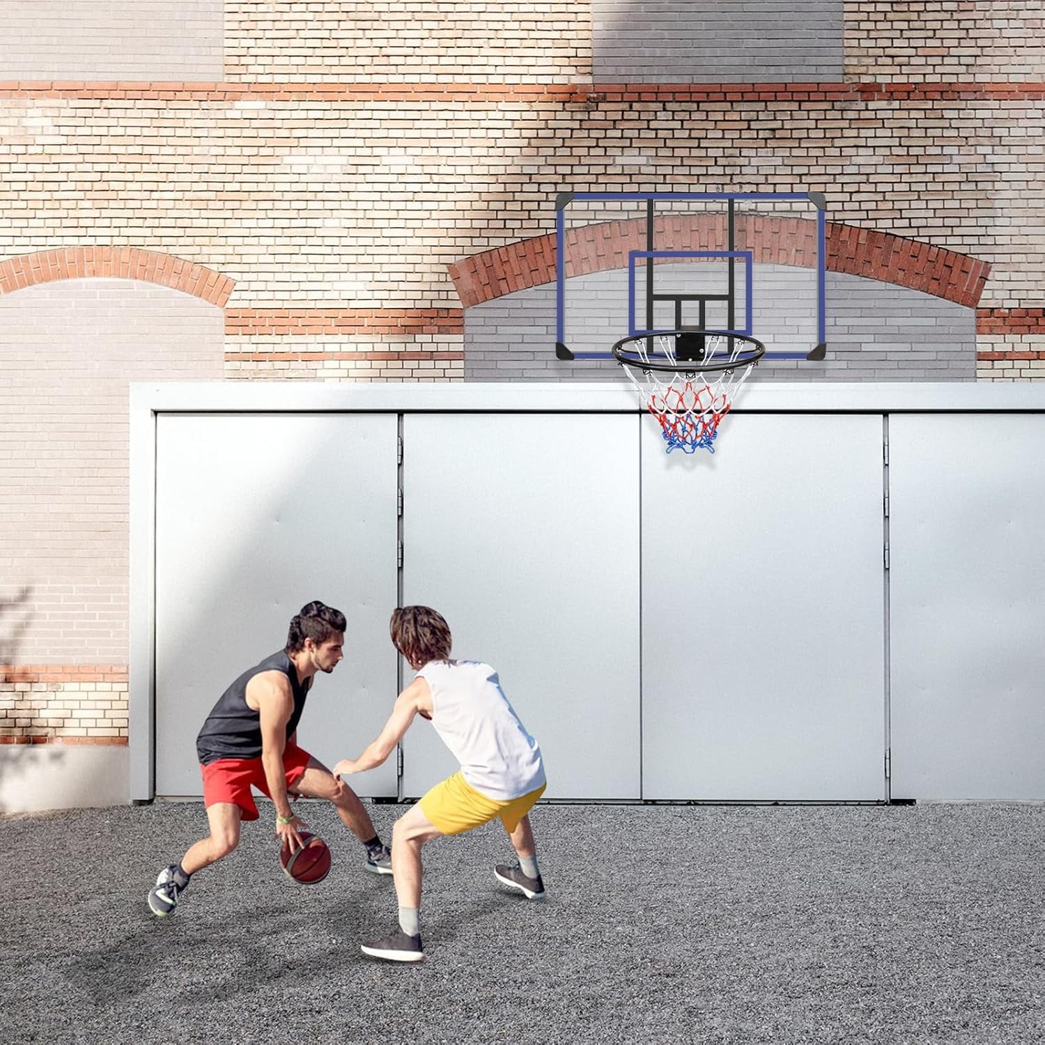 Wall-Mounted Basketball Hoop, 45 "x 29" shatterproof Back, Folding, Durable Hoop and All-Weather net for Indoor and Outdoor use