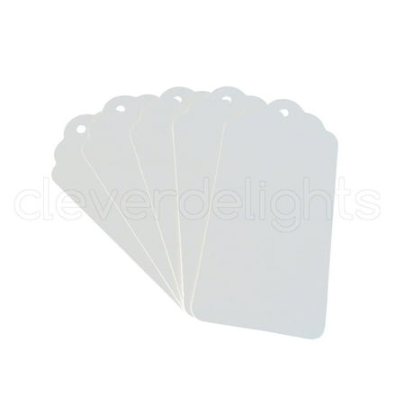 Kraft Paper Hang Tags - 50 White Kraft Gift Tags - Scalloped Hang Tag - 3.75
