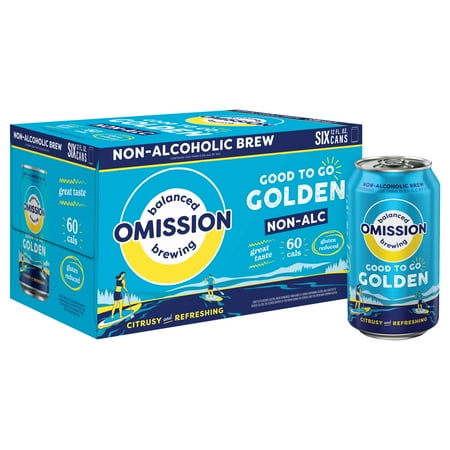 Omission Balanced Brewing Good to Go Golden NA Beer, 6 pack 12 fl. oz. Aluminum Cans, Craft Beer, 0.5% ABV