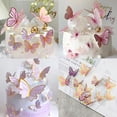 thumbnail image 1 of Hermoso papel con borde dorado, mariposa de alambre rosa y morado tridimensional, decoración para pasteles para hornear, complemento de decoración, 1 of 5