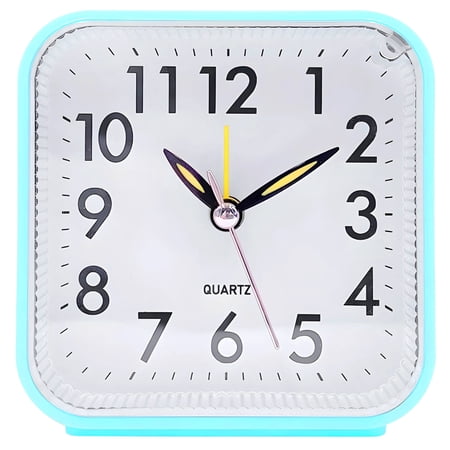 Small Analog Alarm Clock Battery Operated,Travel Silent with No Ticking Analog Quartz Snooze,Light