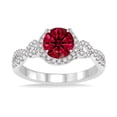 thumbnail image 2 of Elegant 1.50 Carat Round Ruby and Diamond Engagement Ring in 14k White Gold affordable ruby & diamond engagement ring, 2 of 3