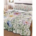thumbnail image 3 of Quilts Twin XL Size, Spring Floral Soft Comforter Bedding Set for Bed, Watercolor Herbs Summer Botanical Rustic Lightweight Quilted Bedspread with Pillow Cover(2 Pieces) for All Season, 68x98 Inch, 3 of 6