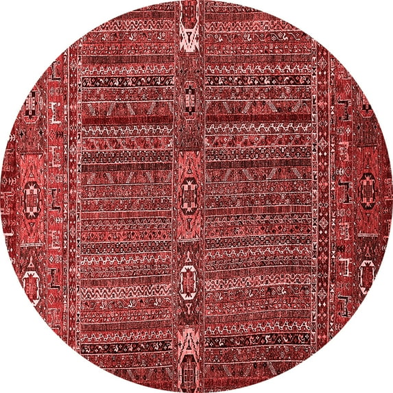 Ahgly Company Indoor Round Abstract Red Modern Area Rugs, 4' Round