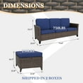 thumbnail image 4 of EAGLE PEAK Ocean Vista Patio Outdoor 3 piece Variated Brown Wicker Conversation 3-Seat Sofa Set, Blue Cushions, 4 of 9