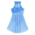thumbnail image 5 of vastwit Kids Girls Halter Neck Ballet Leotard with Tulle Skirt Lyrical Figure Skating Dress Ballerina Dancewear Light Blue 14, 5 of 7