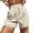 A-Beige334, variant on Soft Lace Trim Shorts for Women Elastic Waist Daily Wear Short Pants