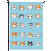 Welcome Cat Washable Garden Flag for Outdoor Decoration for Home Lawn - 28x40in Versatile Cartoon Style Kitten Back Yard Decor Fluffy Cat Cute Cat Durable Chic Garden Flag