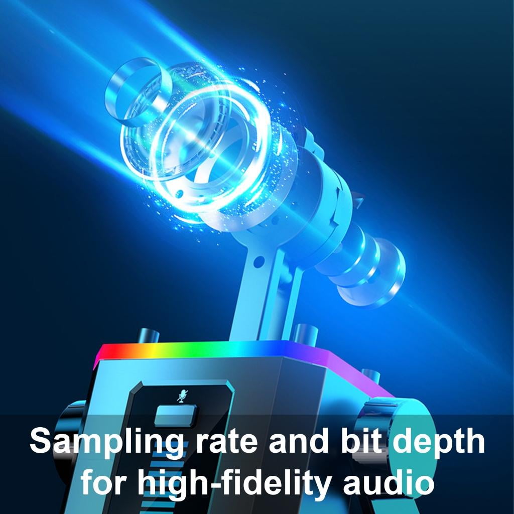 Oasiva USB Microphone Unidirectional Mic One Button Sound Control Microphone for Laptops with Cool LED Light
