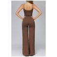 thumbnail image 3 of PISONIC Womens Workout Sets Two Piece Spaghetti Straps Crop Top Matching Straight Leg Pants Gym Work Pilates Outfits, 3 of 6