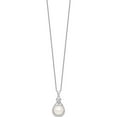 thumbnail image 2 of Sterling Silver Rhodium-Plated 10-11mm White Fwc Pearl Cz Necklace Made In China qg4101-17, 2 of 5