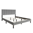 thumbnail image 6 of Home Design Haines Twin Linen Upholstered Panel Bed Frame with Rectangular Tufted Headboard & Sturdy Wooden Legs, Gray, Easy Assembly, 6 of 9