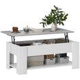 thumbnail image 1 of HOMCOM Table Basse à Plateau Relevable avec Compartiment de Rangement Caché et Tablette Blanc, 1 of 10