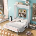 thumbnail image 6 of Tabaray Modern Queen Size Murphy Bed with a Shelf, Wood Murphy Chest Bed, Versatile Folded Away Murphy Bed for Kids Teens Boys Girls Bedroom, No Box Spring Needed (White 055), 6 of 18