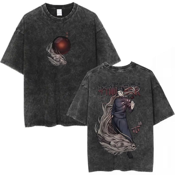 YOUSHENGER Anime Satoru Cotton TShirt For Men Tops New Print Gojo Washed Loose Summer Casual Tee Shirt
