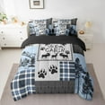thumbnail image 3 of Homewish Western Wildlife Reindeer Bedding Comforter Set 7 Pieces, Blue Grey Plaid Full Bedding Set, Retro Rustic Cabin Reversible Fitted Sheet Flat Sheet, Lightweight Room Decor, 3 of 8