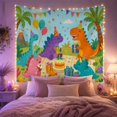 thumbnail image 2 of Tropical Dinosaur Birthday Party with Balloons and Cake, Joyful Illustration for Dinosaur Lovers, Kids Wall Decor, Birthday Gift, Tapestry Wall Hanging for Nursery and Playroom, 2 of 7