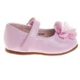 thumbnail image 2 of Josmo Infant Girls Hook and Loop Faux Leather Flat Heel Dress Shoes with Flower Ornament, Pink Patent, Size: 3, 2 of 8