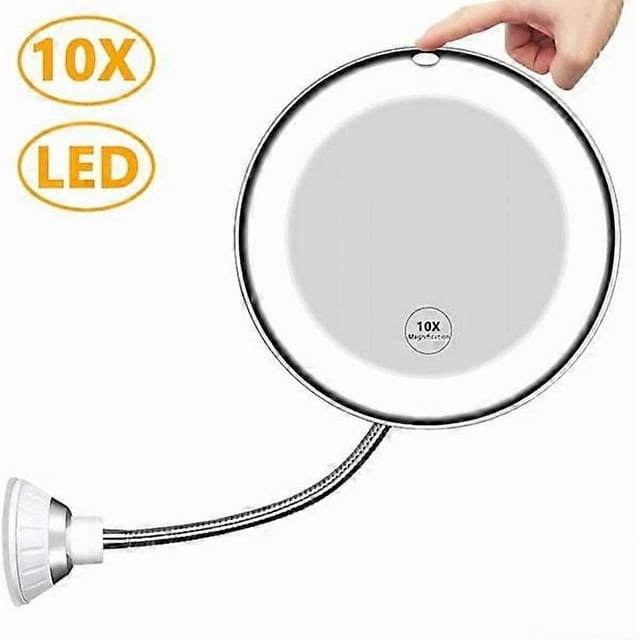 Flexible Gooseneck Mirror with 10x Magnification and LED Lighting, 11.5 inch