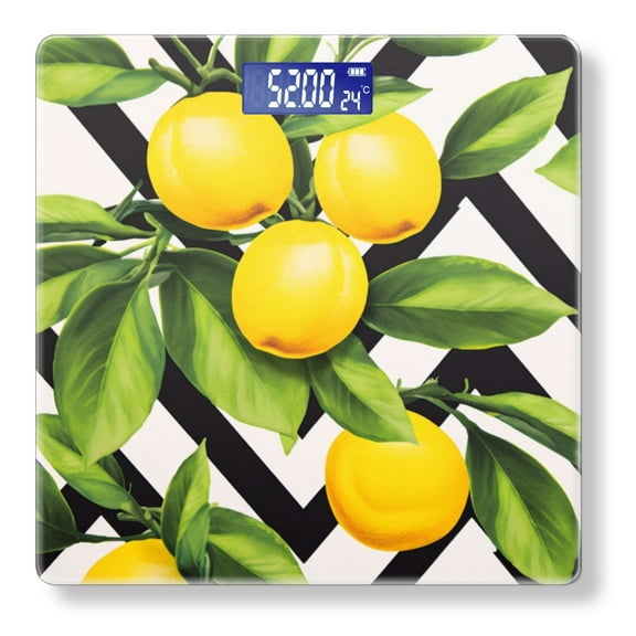 High Precision Body Weight Scale Smart Bathroom Scales with Large LCD Display(400lbs),Decorative for Bedroom-Lemon Yellow Limon Fruits Picture
