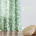 thumbnail image 3 of Tier Kitchen Curtains for Bathroom 24" Green and White Leaves Print Tiers for Laundry Room Basement 2 Panels, 3 of 6