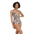 thumbnail image 6 of LIORA Women’s Floral Print Deep V Neck One Piece Swimsuit with Front and Back Ring, 6 of 8