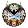thumbnail image 2 of 7.8 inch Acrylic Witch Window Decoration, Round Hanging Ornament for Door, Outdoor and Yard Decor, Mystical Moonlit Witch Decorative Hanging Ornament, Gothic Halloween Decor(Black-Bat), 2 of 6