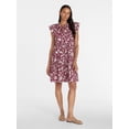 thumbnail image 3 of Time and Tru Women's and Women's Plus Tiered Cotton Mini Dress with Flutter Sleeves, Sizes XS-4X, 3 of 6