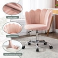 thumbnail image 4 of Syngar Modern Linen Fabric Accent Chair, Comfy Upholstered Vanity Chair with 360 Degree Swivel, Height Adjustable Office Desk Chair, Task Chair with Soft Arm and Back for Home, Office, Pink, 4 of 8