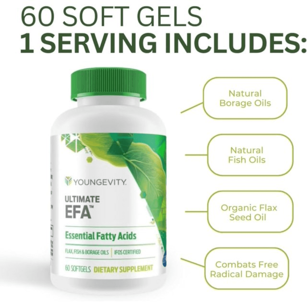 Youngevity Ultimate EFA Omega Fatty Acid Blend (60 Soft Gels) - Supports Heart & Joint Health