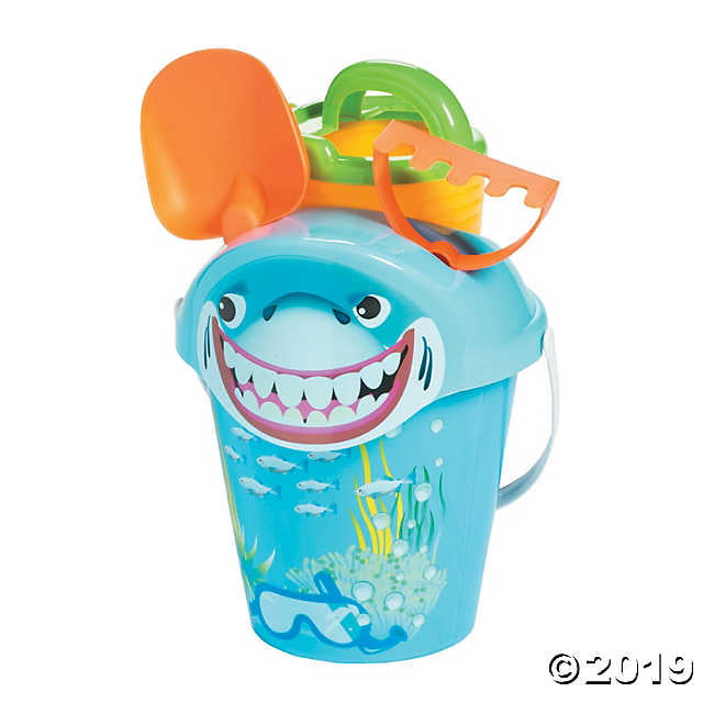 Set Of 2 Blue Shark And Pink Dolphin Bucket And Spade Sets Beach Toy 