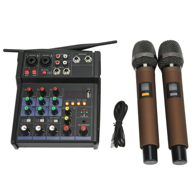 Family Stereo Processor, Dual L Band Equalizer Easy To Use Metal Small Stereo Mixer MP3 Playing Frequency Matching With Microphone For Live Streaming