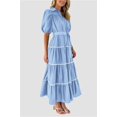 thumbnail image 4 of PRETTYGARDEN Women's Summer Button Down Shirt Dress Short Puffy Sleeve Tiered Ruffle Flowy Long Maxi Dresses, 4 of 6