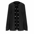 thumbnail image 5 of BLVB Women's 2024 Fall Winter Elegant Cape Cardigans Solid Color Button Wool Blend Cloak Outwear for Ladies, 5 of 6