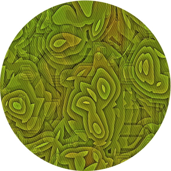 Ahgly Company Indoor Round Patterned Pistachio Green Area Rugs, 8' Round